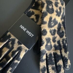 Nine West Animal Print Gloves - Black and Tan